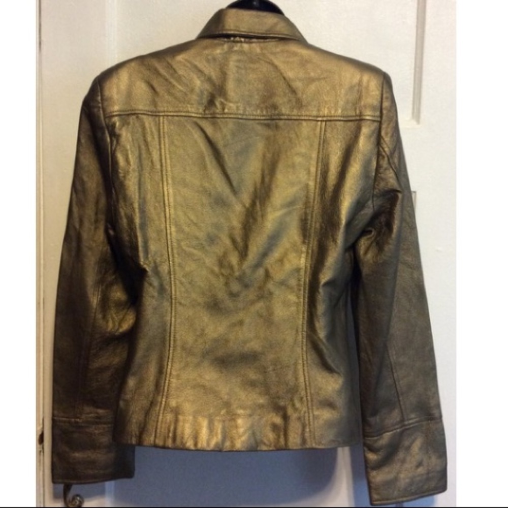 Finity Studio Gold Leather Jacket - Picture 5 of 7